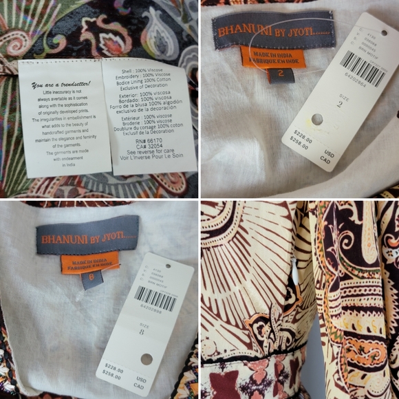 NEW Anthropologie Bhanuni by Jyoti Abstract Print Boho Sequin V Neck Dress 2 - Picture 15 of 16